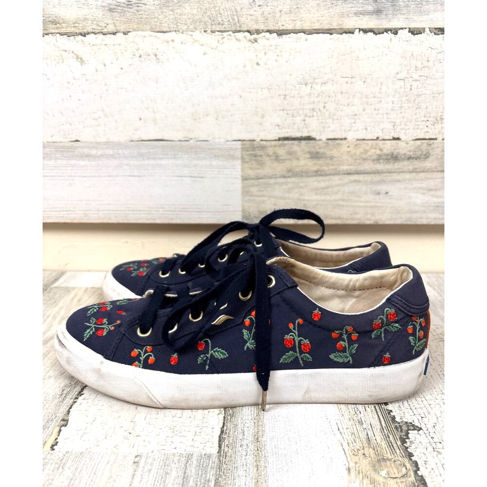 Keds Womens 9 Navy Blue Fruit Embroidered Lace Up Casual Sneakers Shoe